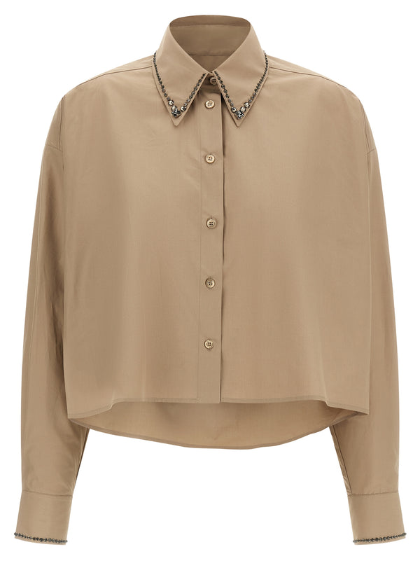 Cropped Shirt Shirt And Blouse Beige