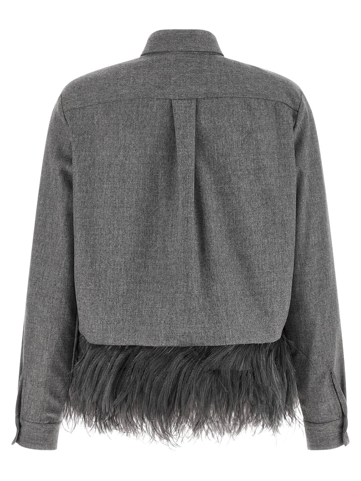 Fabiana Filippi Feather Shirt Shirt and Blouse - Gray | 1f8fd6702001ddc759ee3c0083f4fd67c494d555