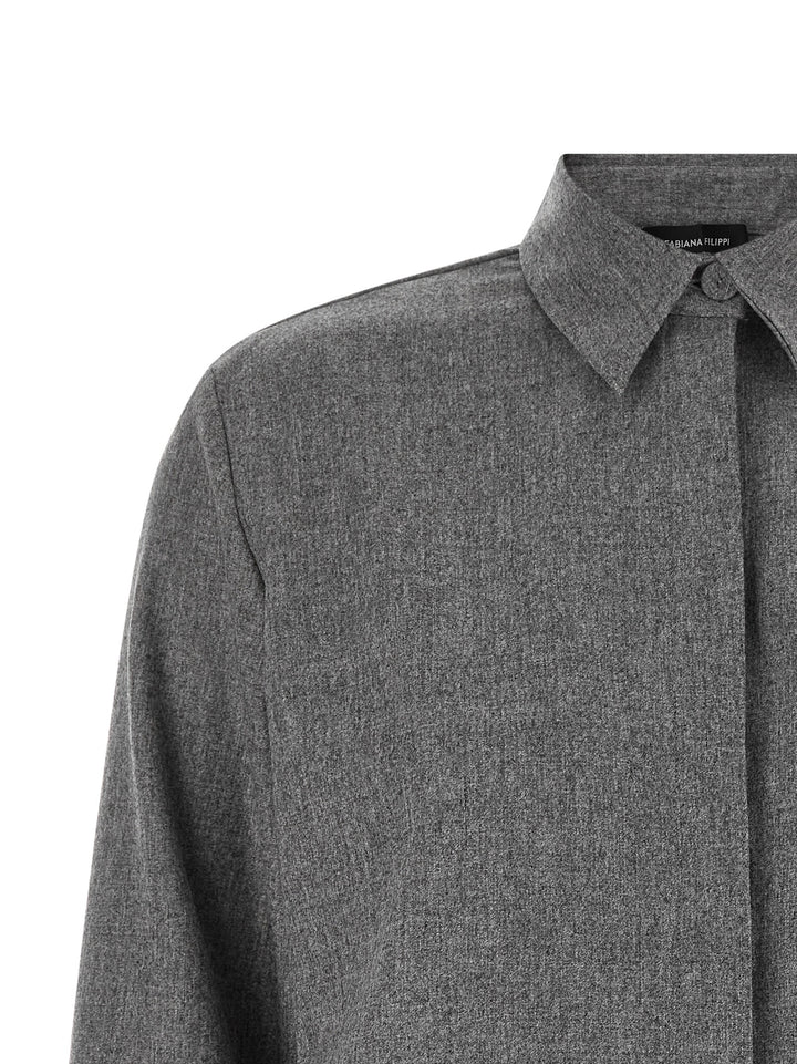 Fabiana Filippi Feather Shirt Shirt and Blouse - Gray | 019f68d6267c20e88bc9f578741a4be1efba1897