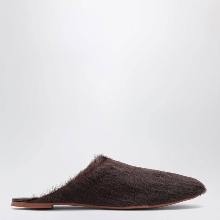Senso Brown Caelan Mules In Pony-Effect Leather