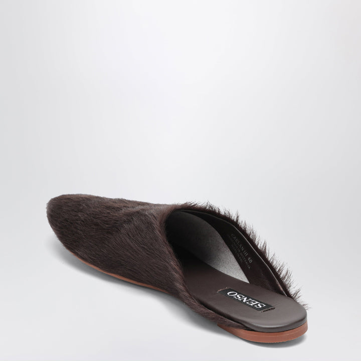 Senso Brown Caelan Mules In Pony-Effect Leather