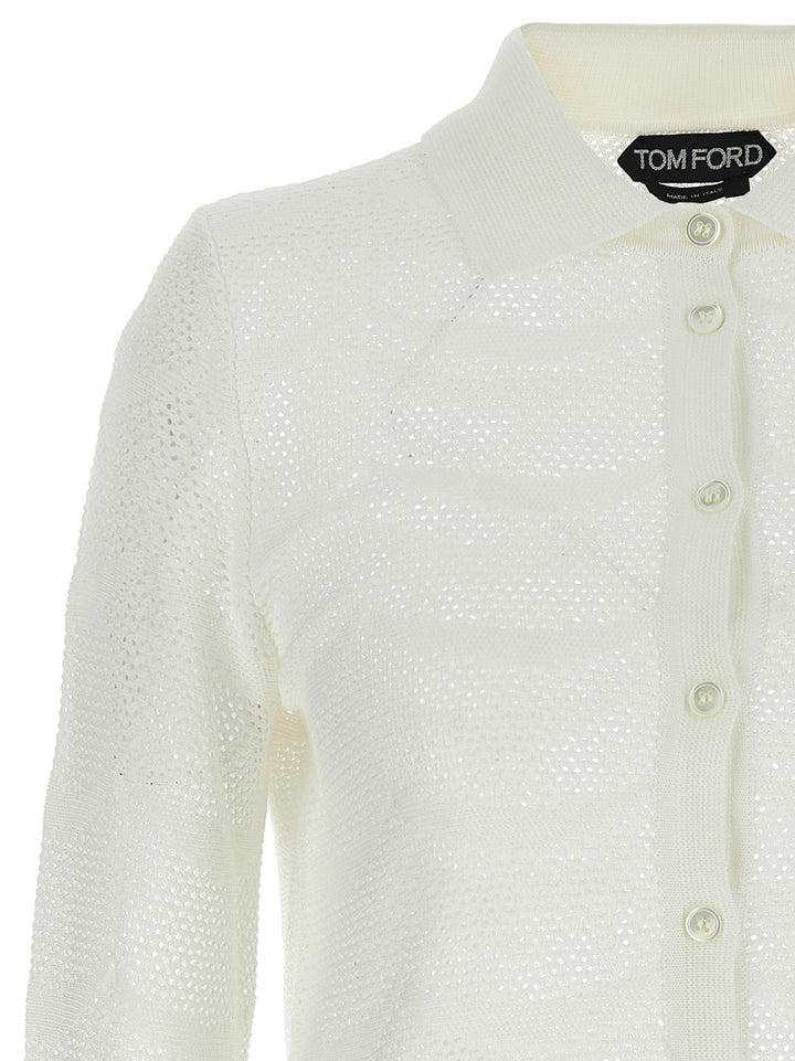 Tom Ford Openwork Cardigan Sweaters and Cardigans - White | 7add09348951648610f005f248e33d27b03cb81c