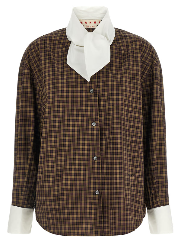 Scarf Collar Shirt Shirt And Blouse Brown