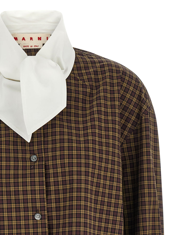 Marni Scarf Collar Shirt Shirt and Blouse - Brown | 26092659d872bfc775536b72e35a84a554a5946c