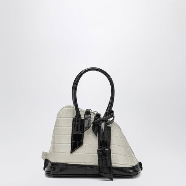 Beige And Black Sant Ambroeus Mini Bag With Crocodile Effect