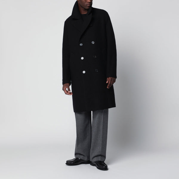 Black Double-Breasted Wool Coat