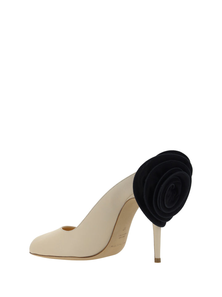 RE24 PEEP TOE MULES LEATHER CREAM