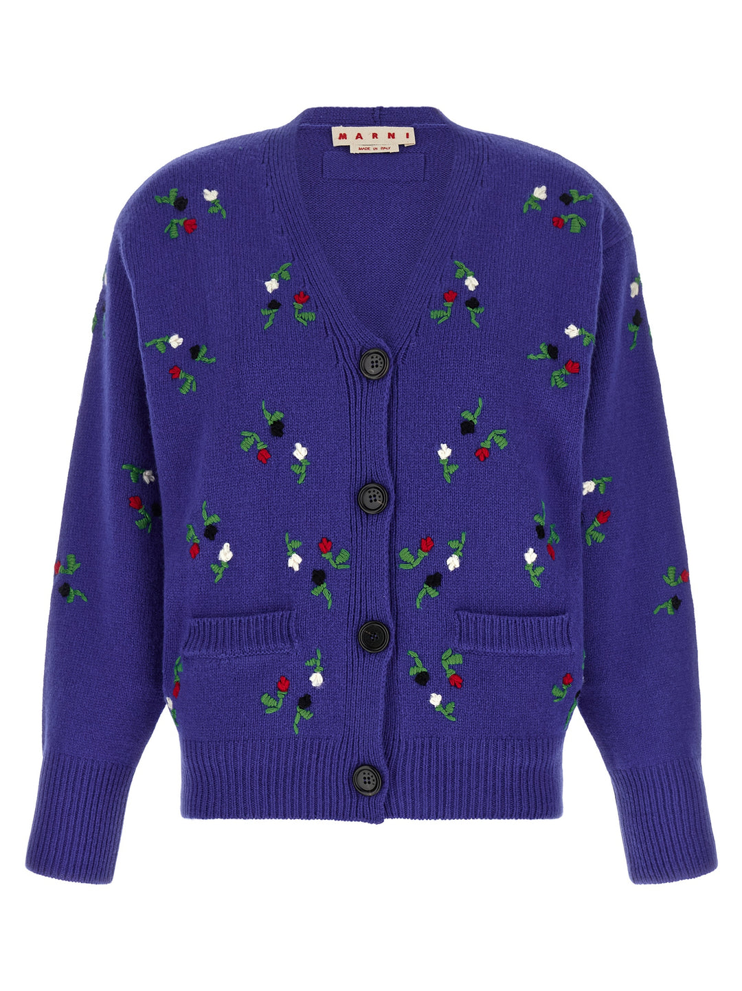 Marni Floral Embroidery Cardigan Sweaters and Cardigans - Blue | a67fd1d6bad20b65264784083228bf382f6be740