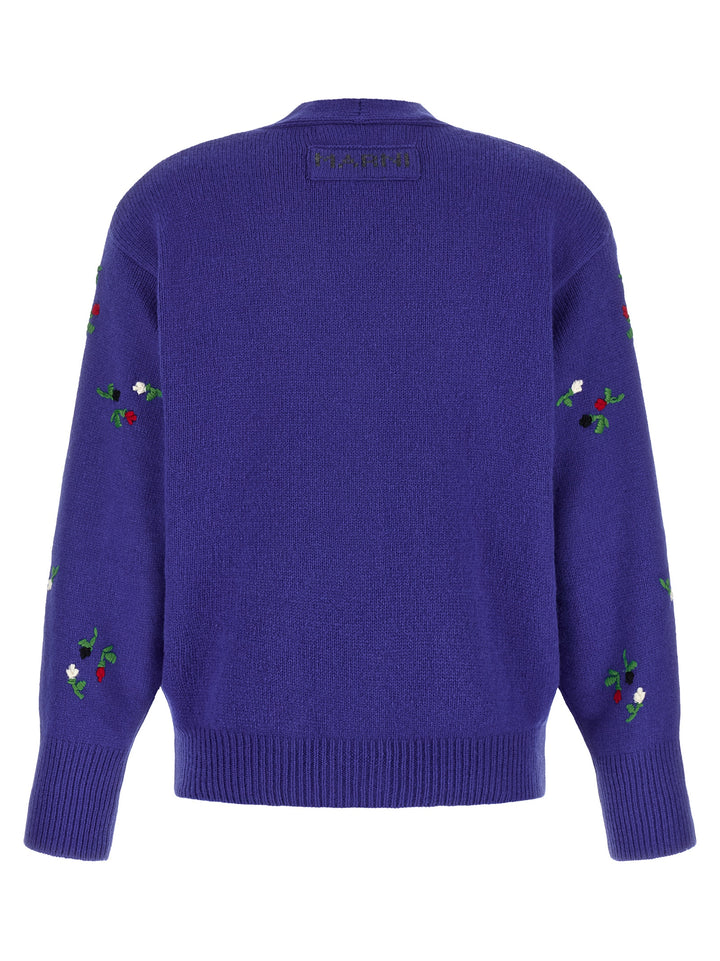 Marni Floral Embroidery Cardigan Sweaters and Cardigans - Blue | 26eb81a4a8454bc2eaefad1cbcd871f65b1e9572