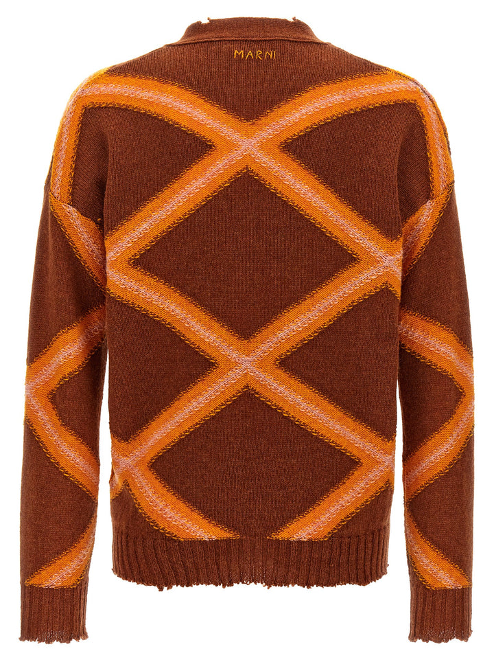 Broken Macro Argyle Sweater, Cardigans Multicolor