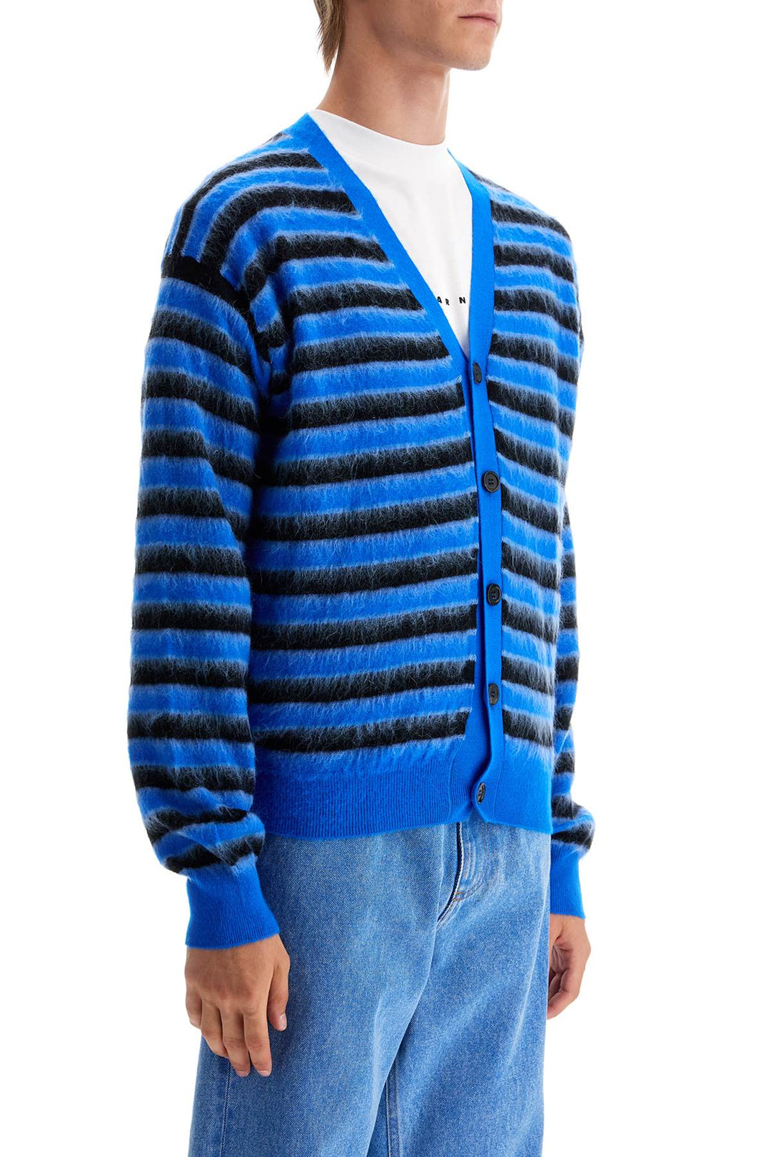 Striped Wool And Mohair Cardigan