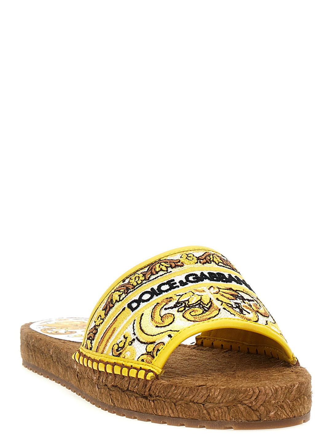 Embroidery Espadrilles Sandals Yellow