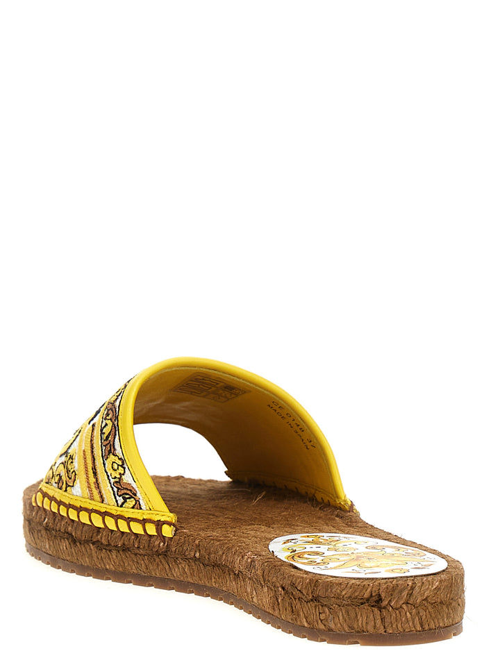 Embroidery Espadrilles Sandals Yellow