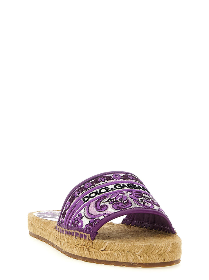 Dolce & Gabbana Embroidery Espadrilles Sandals - Purple | 01989bac013bb13b47500e4b3e32ca745c93d4ea