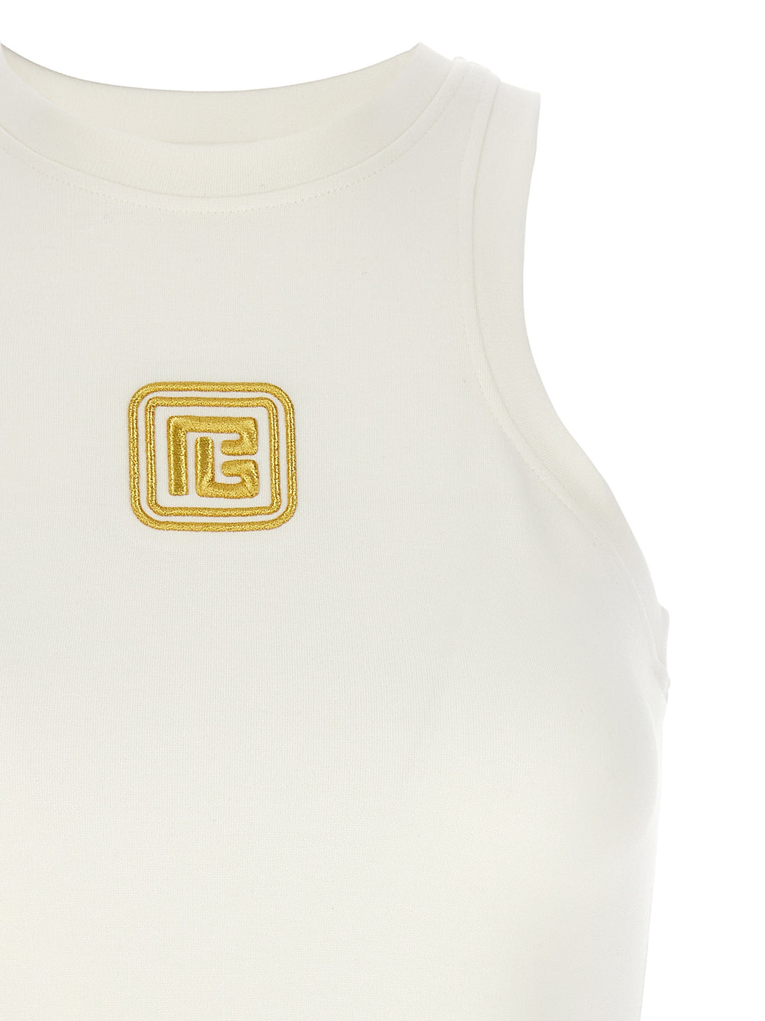 Logo Embroidery Tank Top Tops White