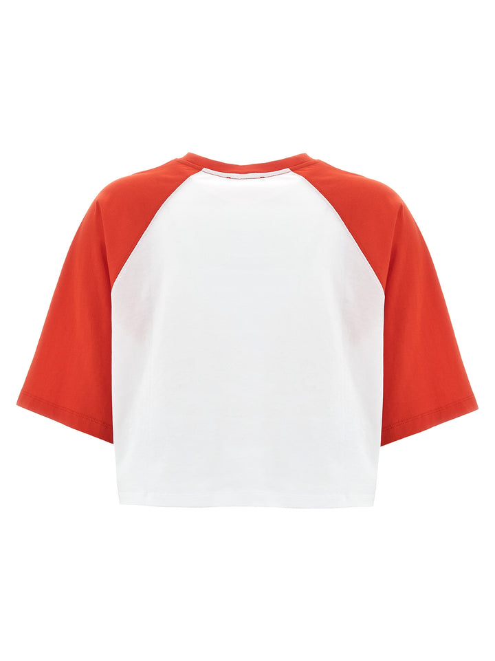 Logo Print Cropped T-Shirt Red