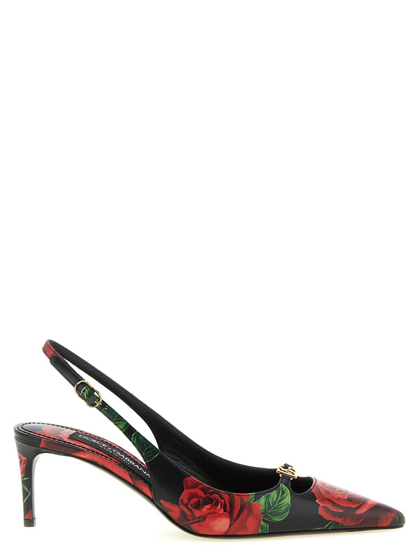 Rose Print Slingbacks Pumps Multicolor