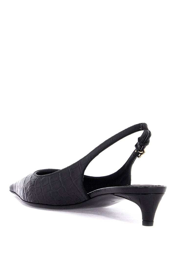 Décolleté Slingback In Pelle Stampa Cocco