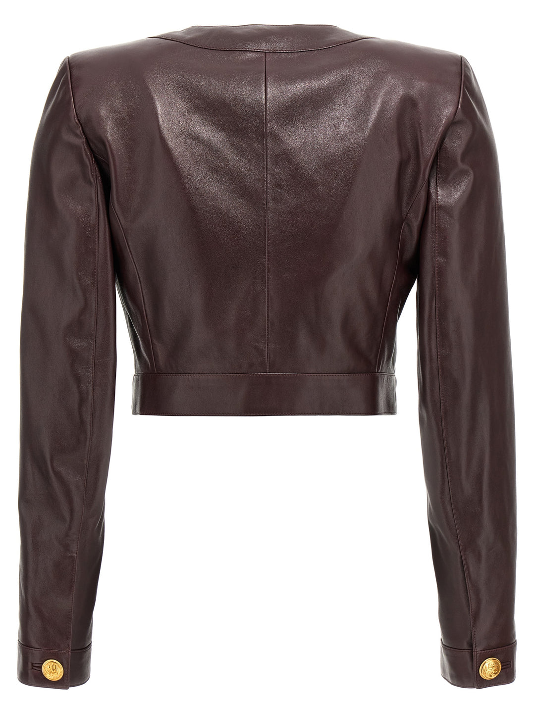 Leather Cropped Jacket Casual Jackets, Parka Brown