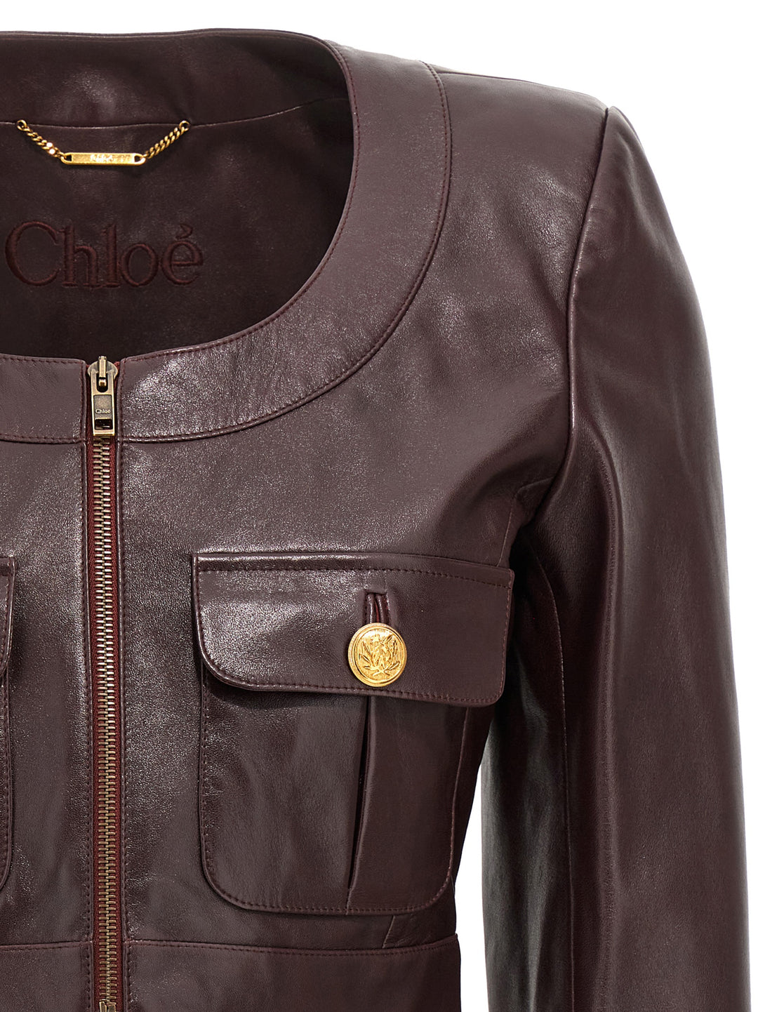 Leather Cropped Jacket Casual Jackets, Parka Brown