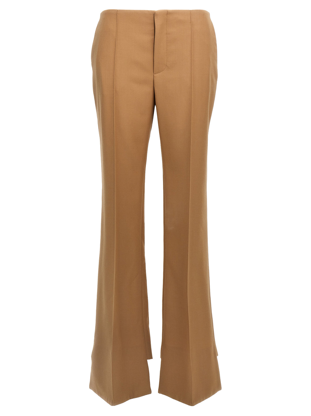 Asymmetrical Hem Pants Brown