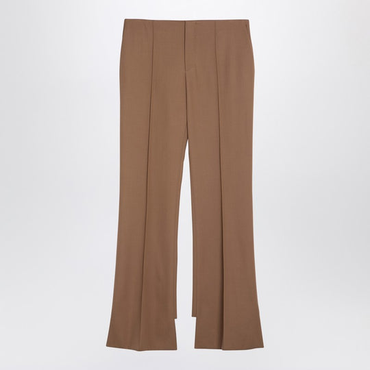 Beige Asymmetrical Wool Trousers