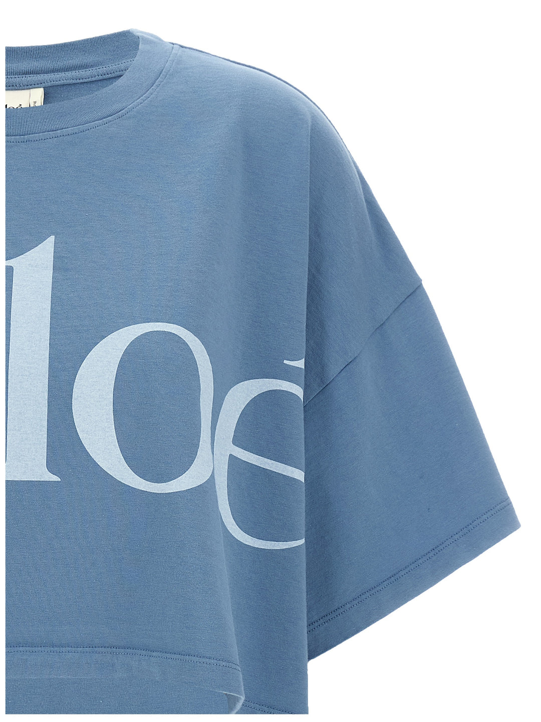 Chloé Logo Crop T-shirt - Light Blue | 6cfd35c64db30cc2d99cb1a67eb8a6d61bc9e3d5