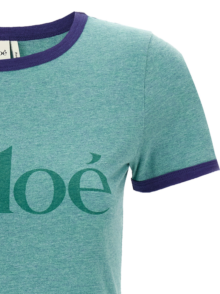 Chloé Logo Print T-shirt - Green | da846431c62345bd5c5be4564bbfbc2528db4d0c