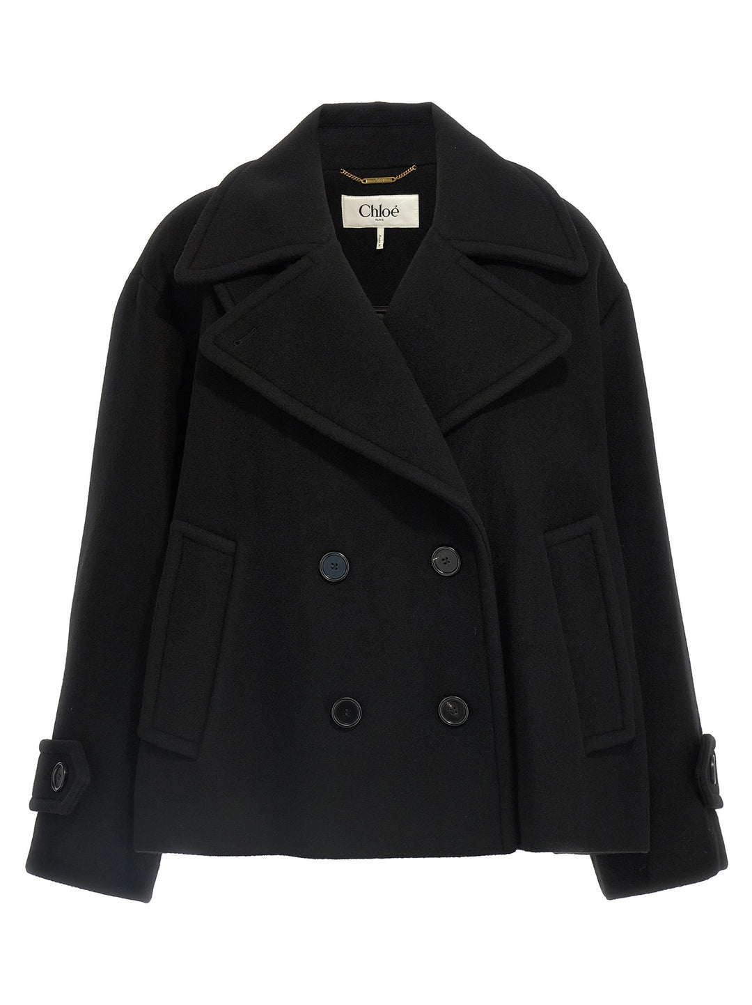 Chloé Double Breasted Wool Coat Coats and Trench Coats - Black | 641b6f88a463c7333430d2869291efa97cedf76b