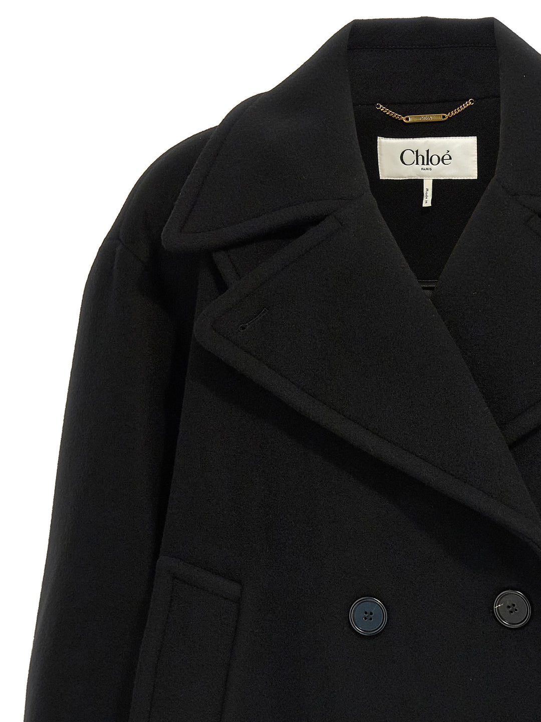 Chloé Double Breasted Wool Coat Coats and Trench Coats - Black | b365b2f90a070c5400b3ac3399ae003216b8e964