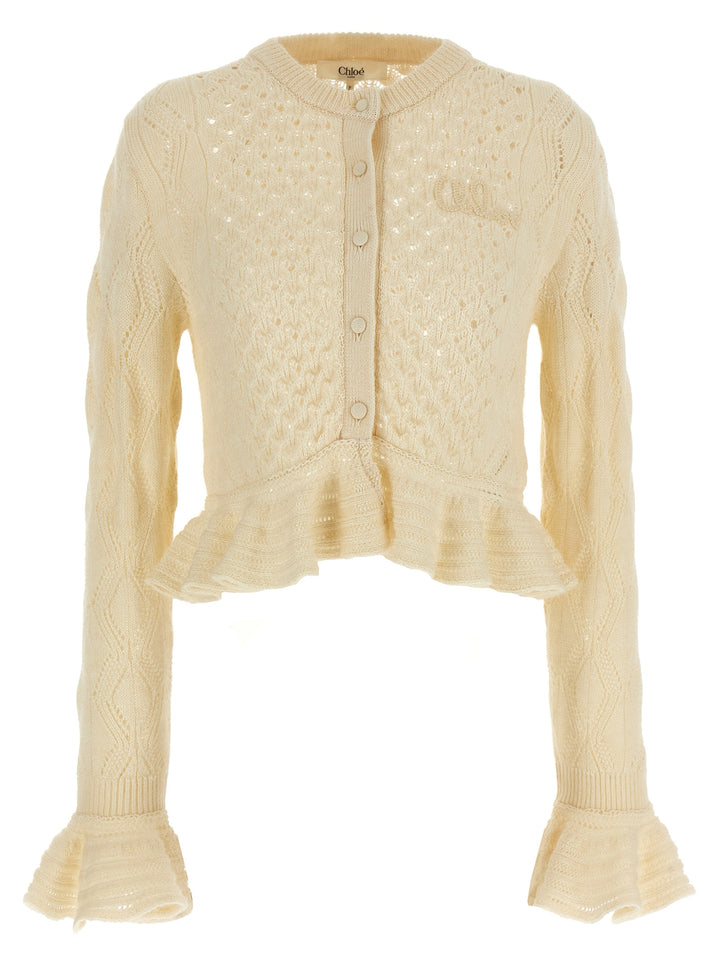 Chloé Pointelle Cardigan Sweaters and Cardigans - White | f8af9b35769cf87509494648e1bd56f152f77aa7