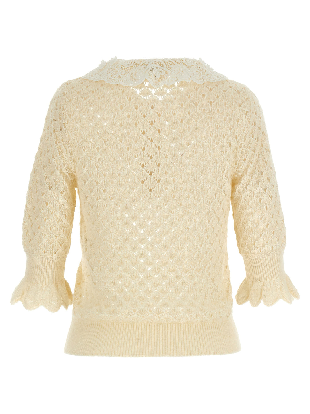Chloé Pointelle Knit Sweaters and Cardigans - White | 94d97c5354c9f6270bb38d5e1d02a1176886a92c