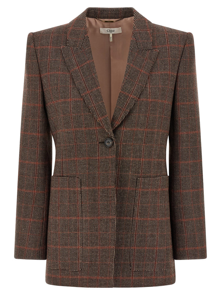 Chloé Check Wool Blazer BlazerS - Brown | 739781a0415b789c095cb3058eecae4426112fc2