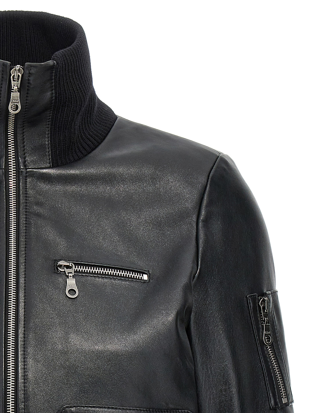 Leather Bomber Jacket Casual Jackets, Parka Black