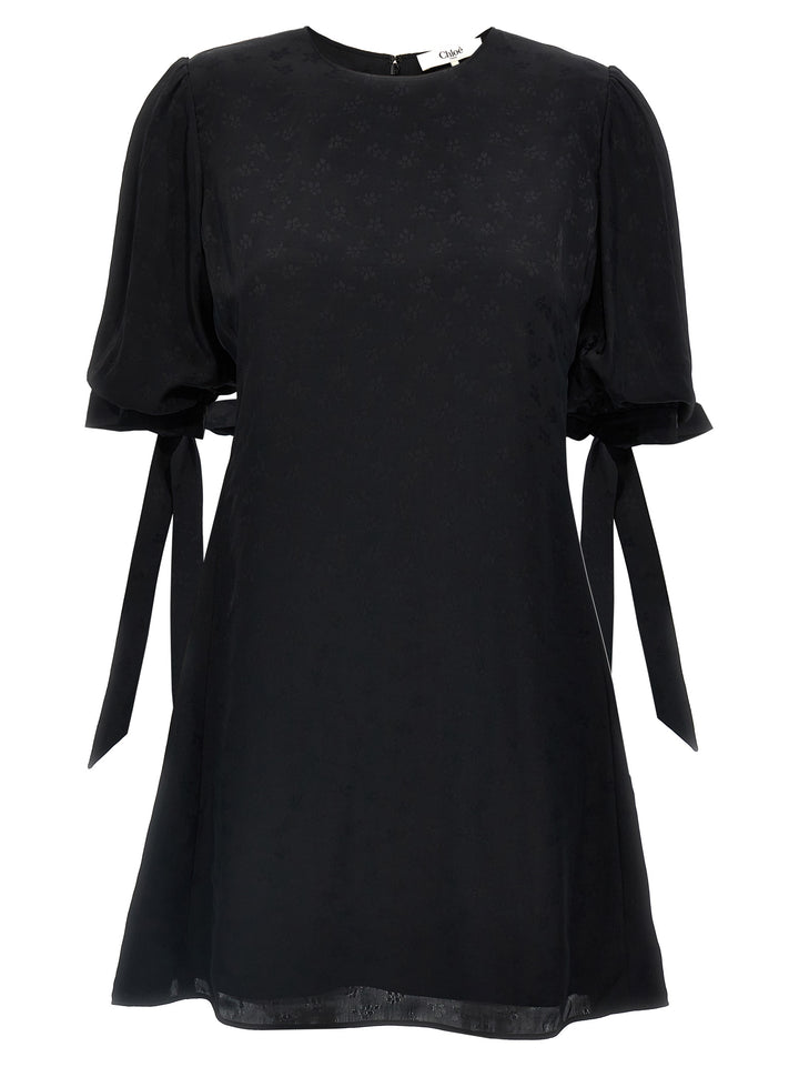 Floral Viscose Dress Dresses Black