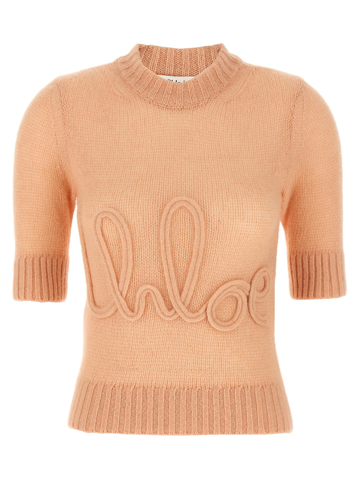 Chloé Logo Embroidery Sweater Sweaters and Cardigans - Pink | 7093456217207576455fdcbffacd7fc532badd16