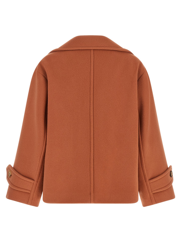 Chloé Double-Breasted Coat Puffer Jackets - Pink | 5d03b4abeab400e292493d0d77239fc0ed40ffdb