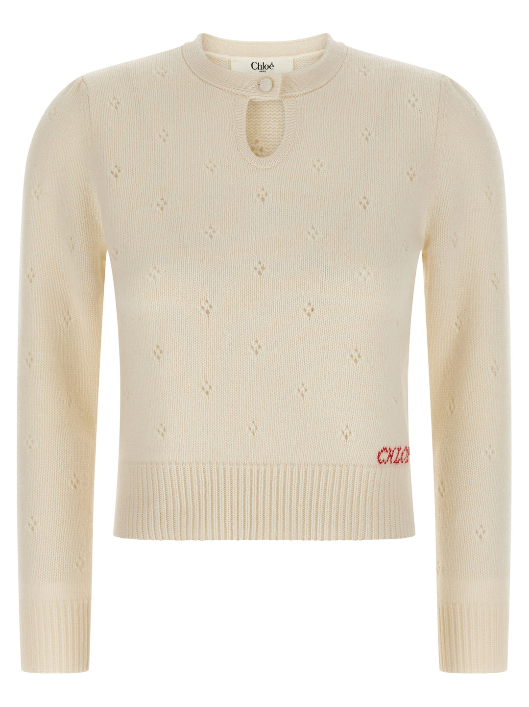 Chloé Jacquard Logo Sweater Sweaters and Cardigans - White | c16e2ed0155759fb4a03669eb2e855521ef9c9e1