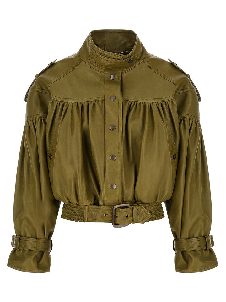 Chloé Smock Leather Jacket Puffer Jackets - Green | 3499995bb5d2ae5b0d6247f9358760ad67f98fdb