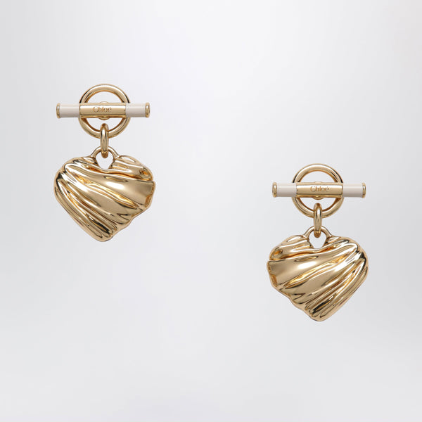 Gold/Ivory Heart Earrings