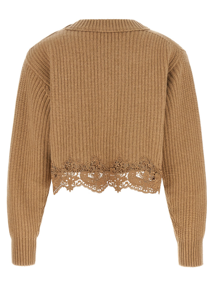 Chloé Cropped Lace Sweater Sweaters and Cardigans - Beige | 79dbfef5d352508e5f35bc08a1ac2ae60cd637bb