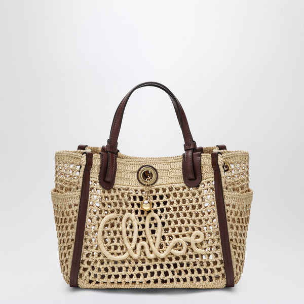 Iconic Tote Bag In Raffia And Leather, Hot Sand