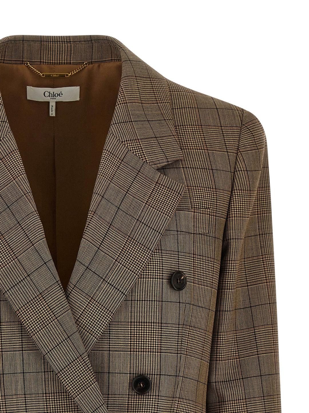 Chloé Check Double-Breasted Blazer BlazerS - Brown | e9f2e1aa91f3fafc408914ca3f53f21e5a198825