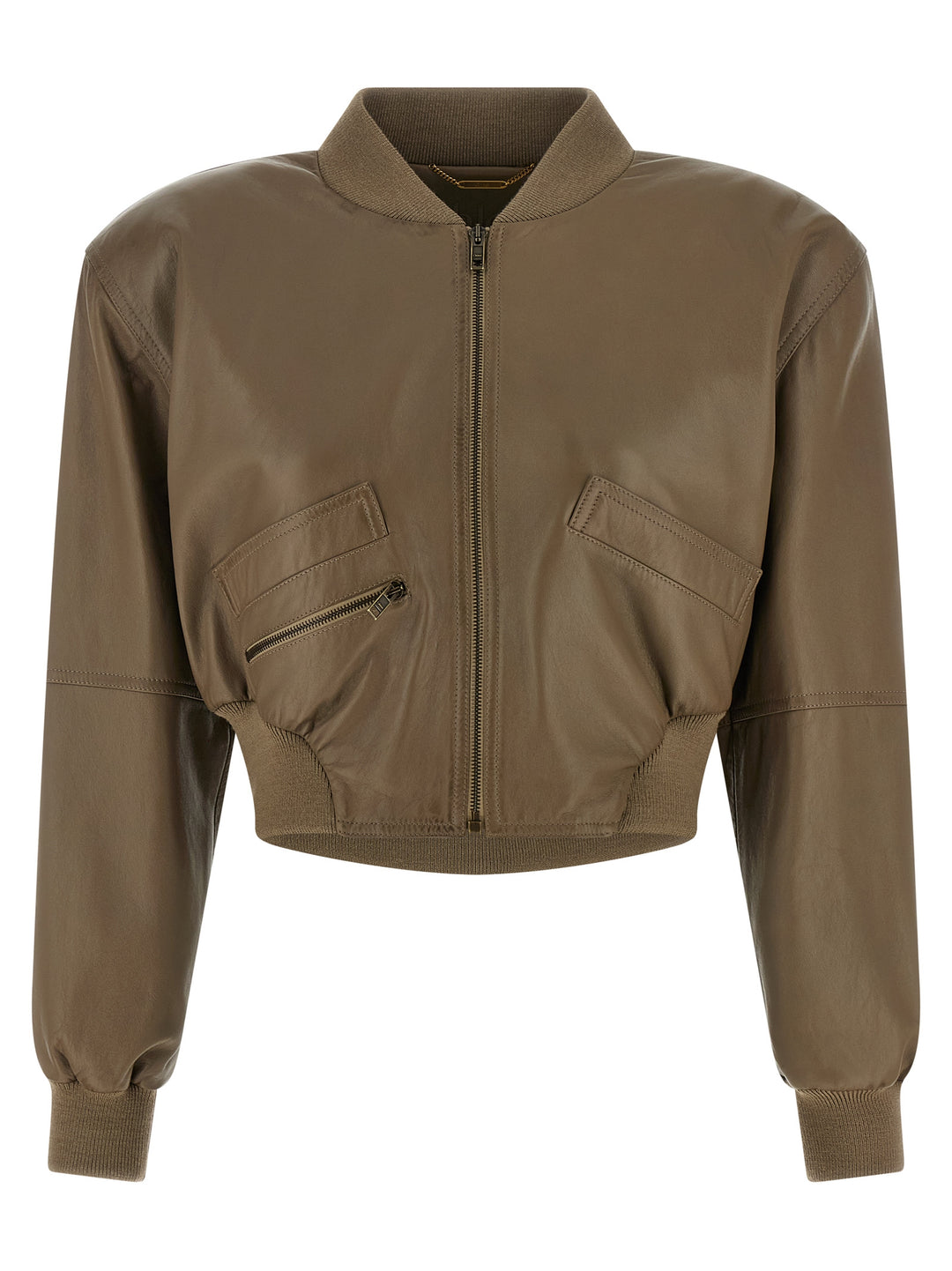Chloé Cropped Bomber Jacket Puffer Jackets - Brown | e0b50f3279c1a47ecf9e6440f8c1d2f569125eb9