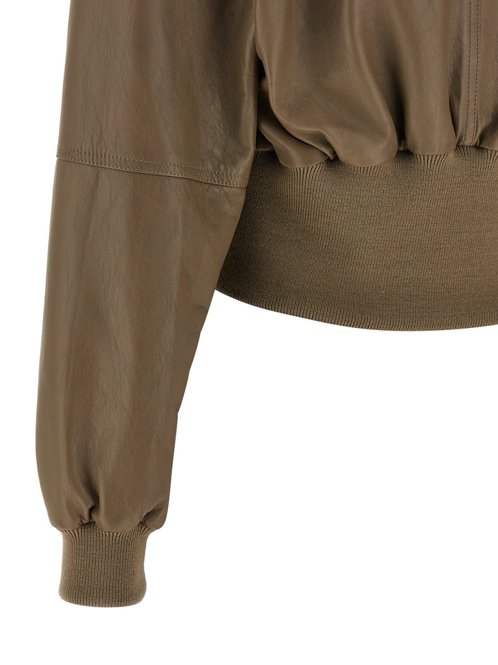 Chloé Cropped Bomber Jacket Puffer Jackets - Brown | 26e0d915c76630931027f1b2da73e4b7838cf27c