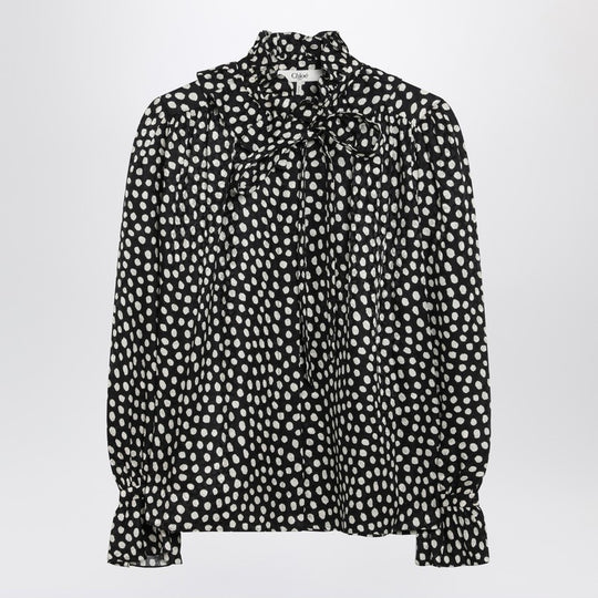 Polka-Dot Silk Blouse