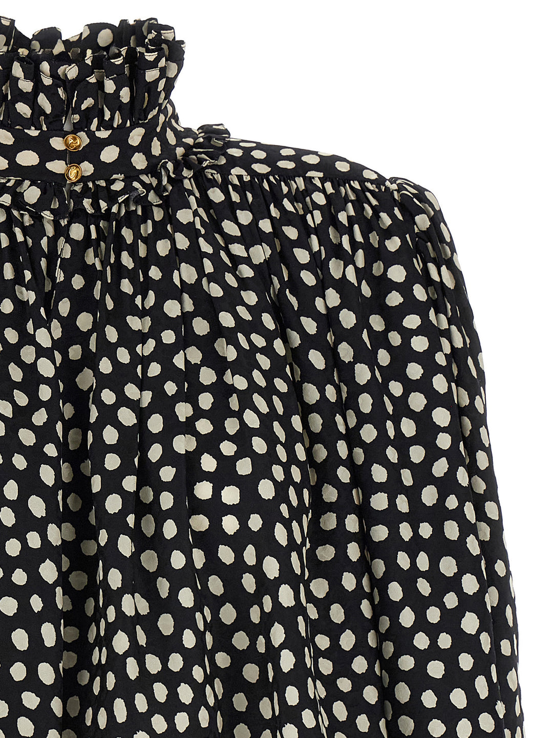 Chloé Maxi Shoulder Top Tops - White/Black | 822ca66daeaa60338fb64198e7145a578312f10d