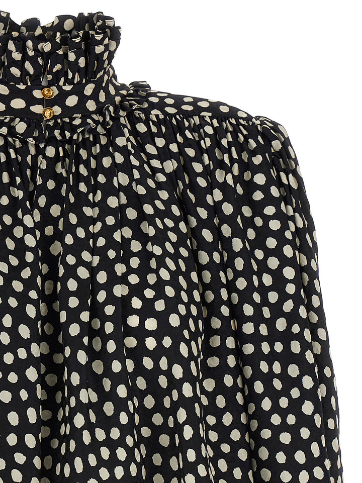 Chloé Maxi Shoulder Top Tops - White/Black | 822ca66daeaa60338fb64198e7145a578312f10d