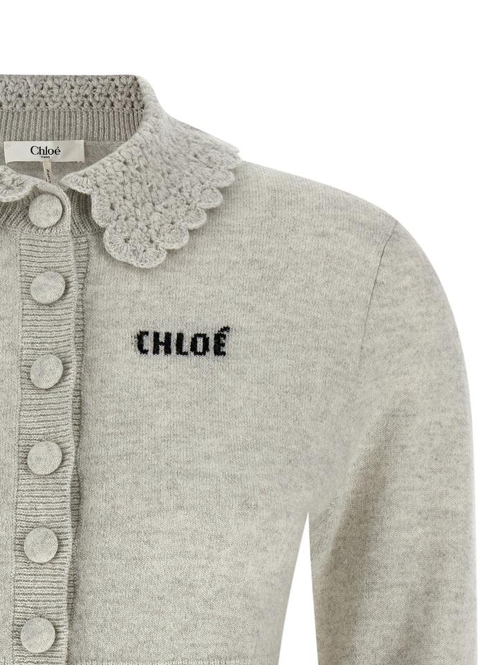 Chloé Collar Cardigan Sweaters and Cardigans - Gray | 4cd7b40c0491641df7639849be363e9f8dfa0421