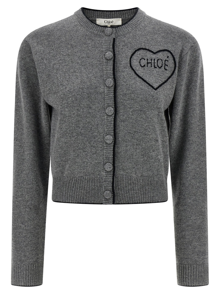 Chloé Embroidery Cardigan Sweaters and Cardigans - Gray | bc7a72bf0ac55dd5718cbe932195ae7920ea78c8